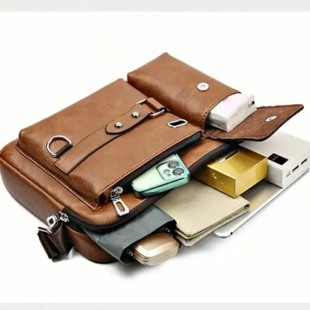 NWT CarlKimu Vintage Camel Tan Shoulder Spacious Multi-Pocket Office Travel Bag